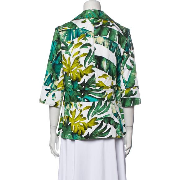 LAFAYETTE 148 Printed Evening Jacket Tropical Foliage Leaf Palm Tree Size US 8 - Picture 2 of 4